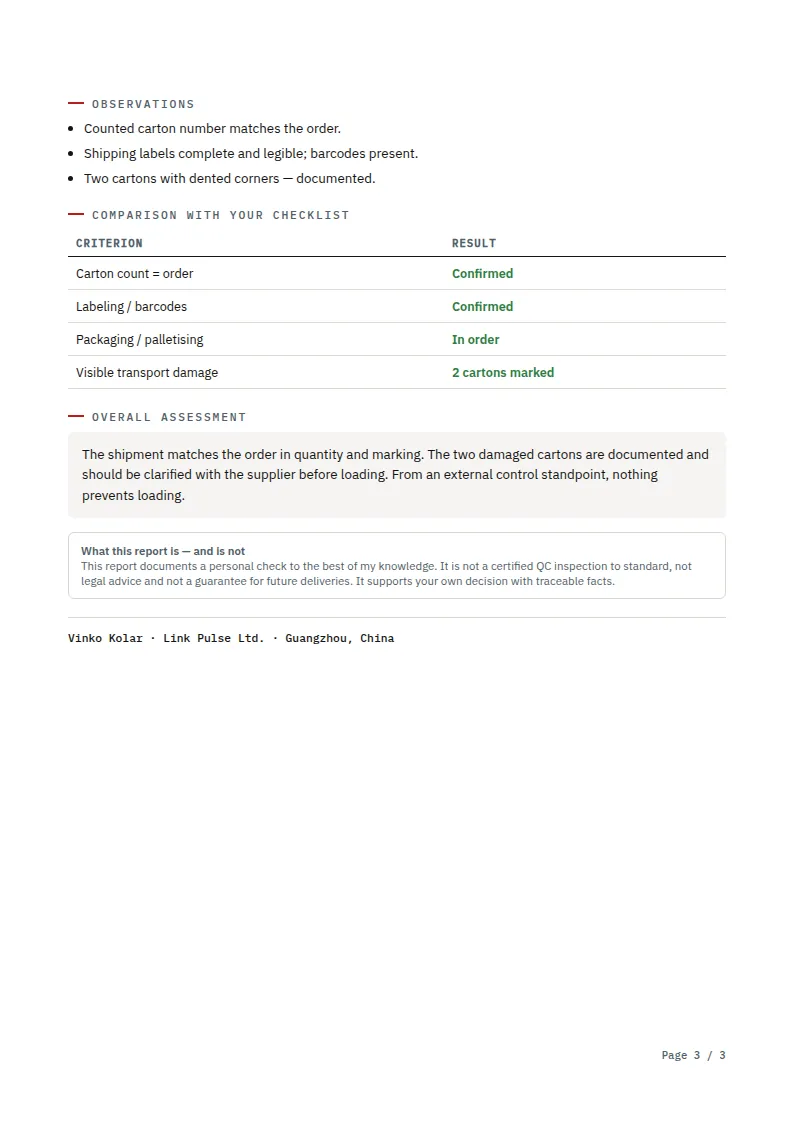 Report p. 3 — Count & conclusion
